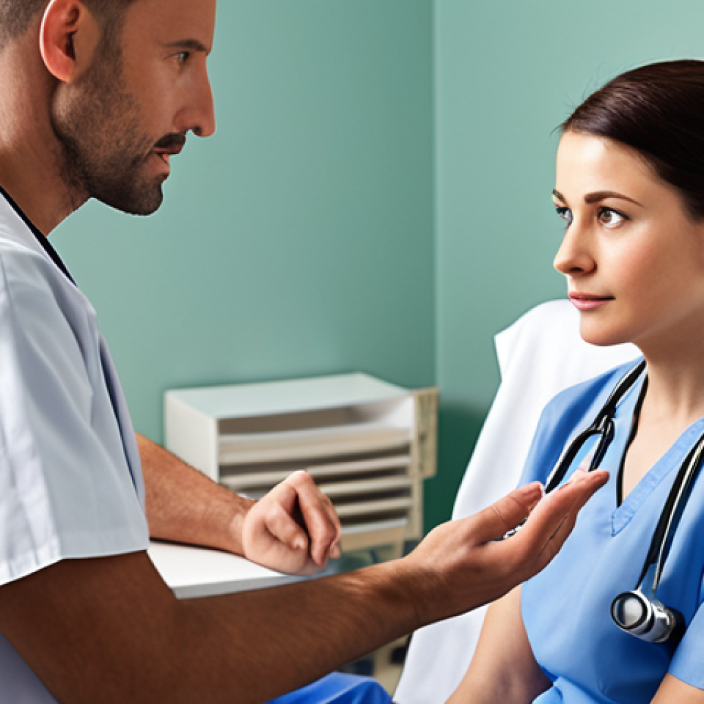 A compassionate rehabilitation counselor in a hospital, patiently communicating with a patient and helping them overcome psychological barriers.