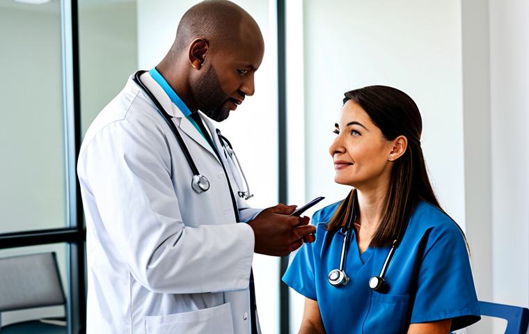 Personalized Rehabilitation**

"A diverse team of healthcare professionals (doctor, therapist, social worker) collaborating on a patient's rehabilitation plan in a modern clinic setting, reviewing charts and discussing progress. The patient is fully clothed and engaged in the conversation. Safe for work, appropriate content, perfect anatomy, natural proportions, professional, modest, family-friendly, well-lit, high quality."

**