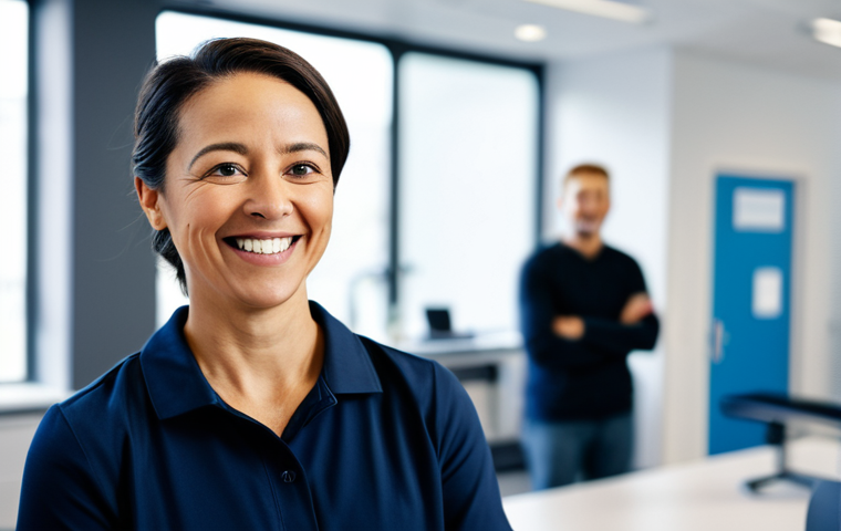 장애인재활상담사 이직 준비 방법 - Embracing Digital and AI-Assisted Rehabilitation**
    "A modern, bright rehabilitation clinic setti...