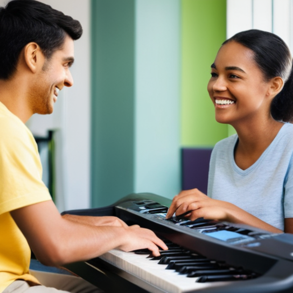 장애인재활상담사로서의 리더십 - **Prompt:** A heartwarming scene of a rehabilitation counselor, a kind-faced woman in her late 30s, ...