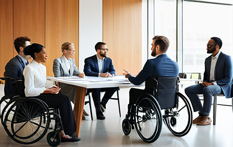 장애인재활상담사로서의 리더십 - **Prompt:** A dynamic image of a person (adult, any gender) in a clean, high-tech rehabilitation cli...