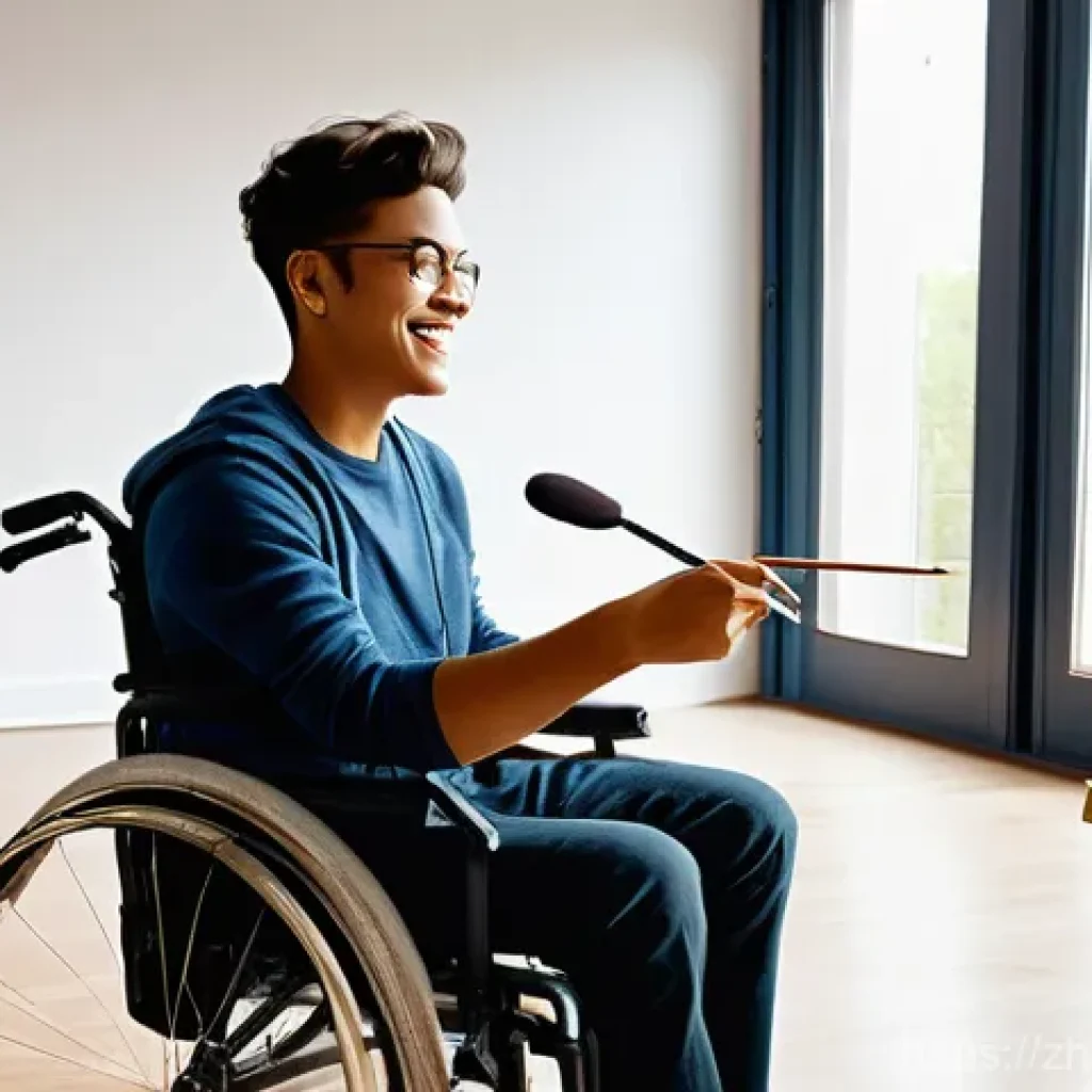 장애인재활상담사 상담 목표 설정 - **Prompt 1: Empowered Artist's Dream**
    "A young adult, either male or female, with a radiant smi...