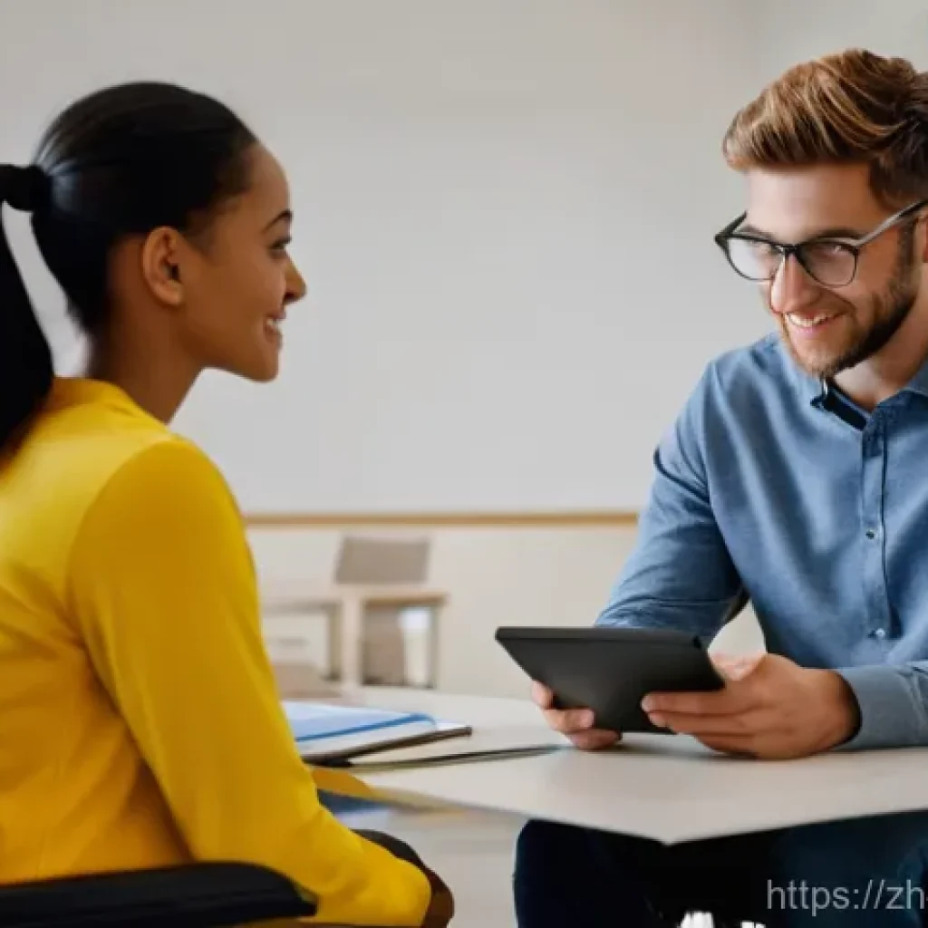 장애인재활상담사와 직무교육 - **Prompt:** A warm, inviting scene in a modern, well-lit rehabilitation center. A compassionate reha...
