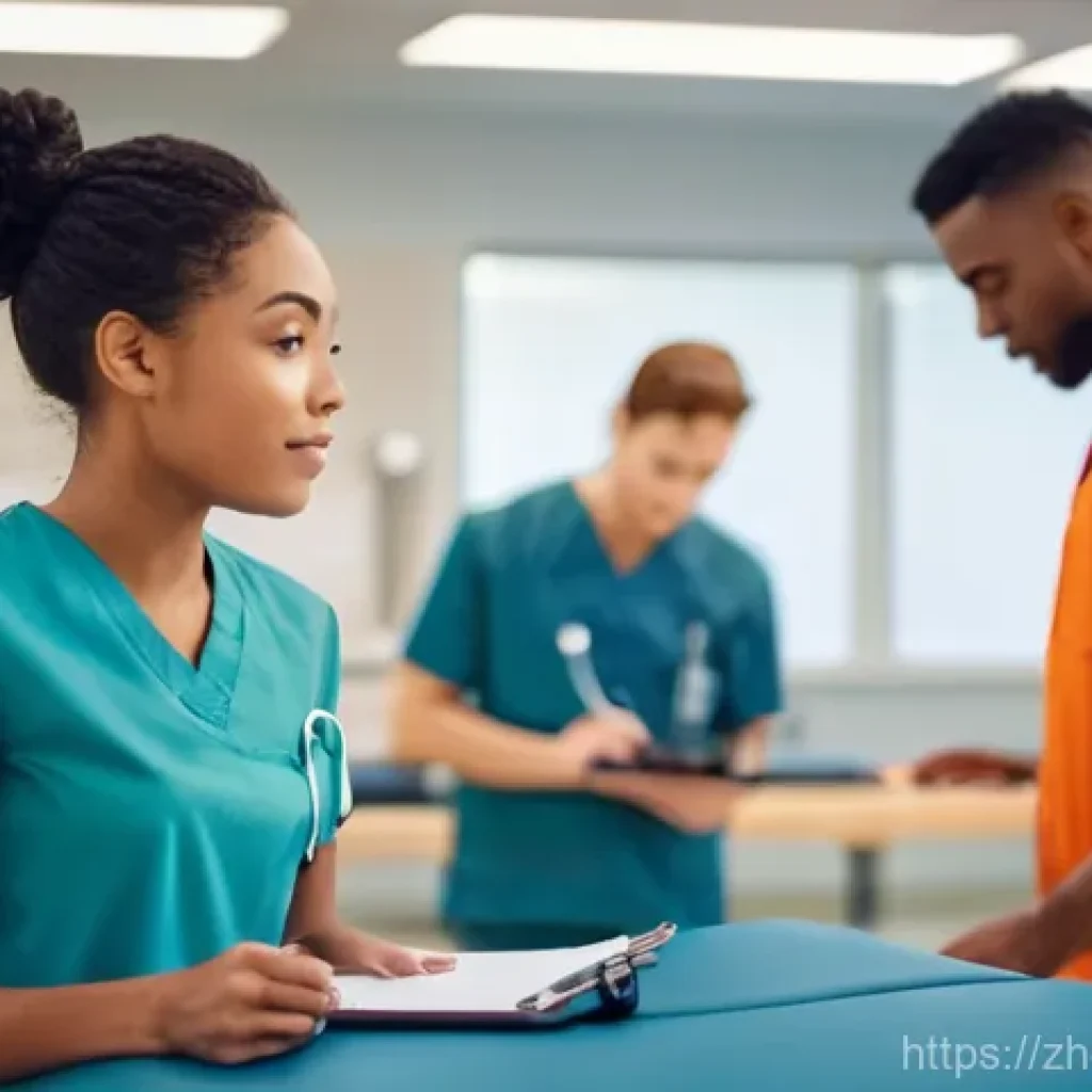 장애인재활상담사 시험 응시 요건 - **Prompt for an Entry-Level Rehabilitation Technician:**
"A brightly lit, modern rehabilitation ...