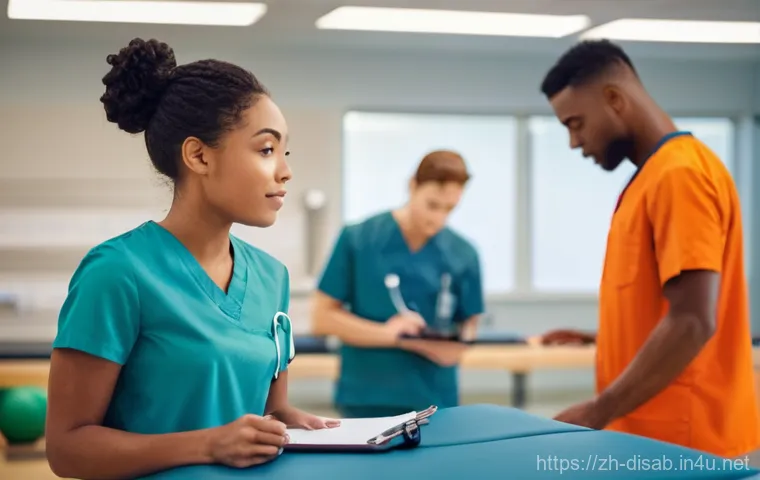 장애인재활상담사 시험 응시 요건 - **Prompt for an Entry-Level Rehabilitation Technician:**
    "A brightly lit, modern rehabilitation ...