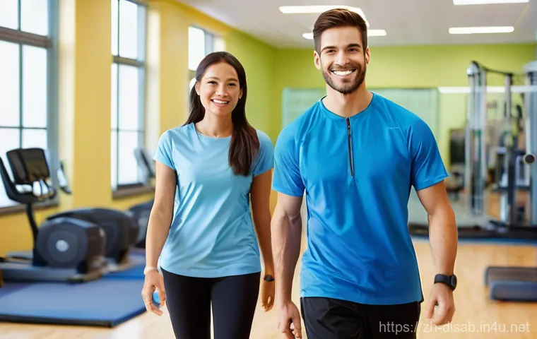 장애인재활상담사 직업 만족 사례 - **Prompt:** A young adult (male or female), wearing comfortable and modest activewear, is smiling br...