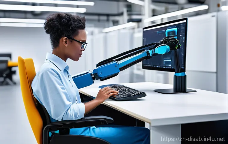 장애인재활상담사와 장애인 취업 지원 - **Prompt:** A diverse young adult, wearing a comfortable and modest long-sleeved shirt and casual pa...