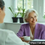 장애인재활상담사 직업 만족도 - **Prompt:** A compassionate female rehabilitation counselor in her early 30s with a warm smile, sitt...