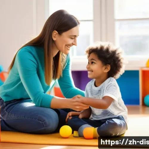 장애인재활상담사 채용 공고 찾는 법 - **Prompt 1: A compassionate female rehabilitation counselor gently guiding a young child (approximat...